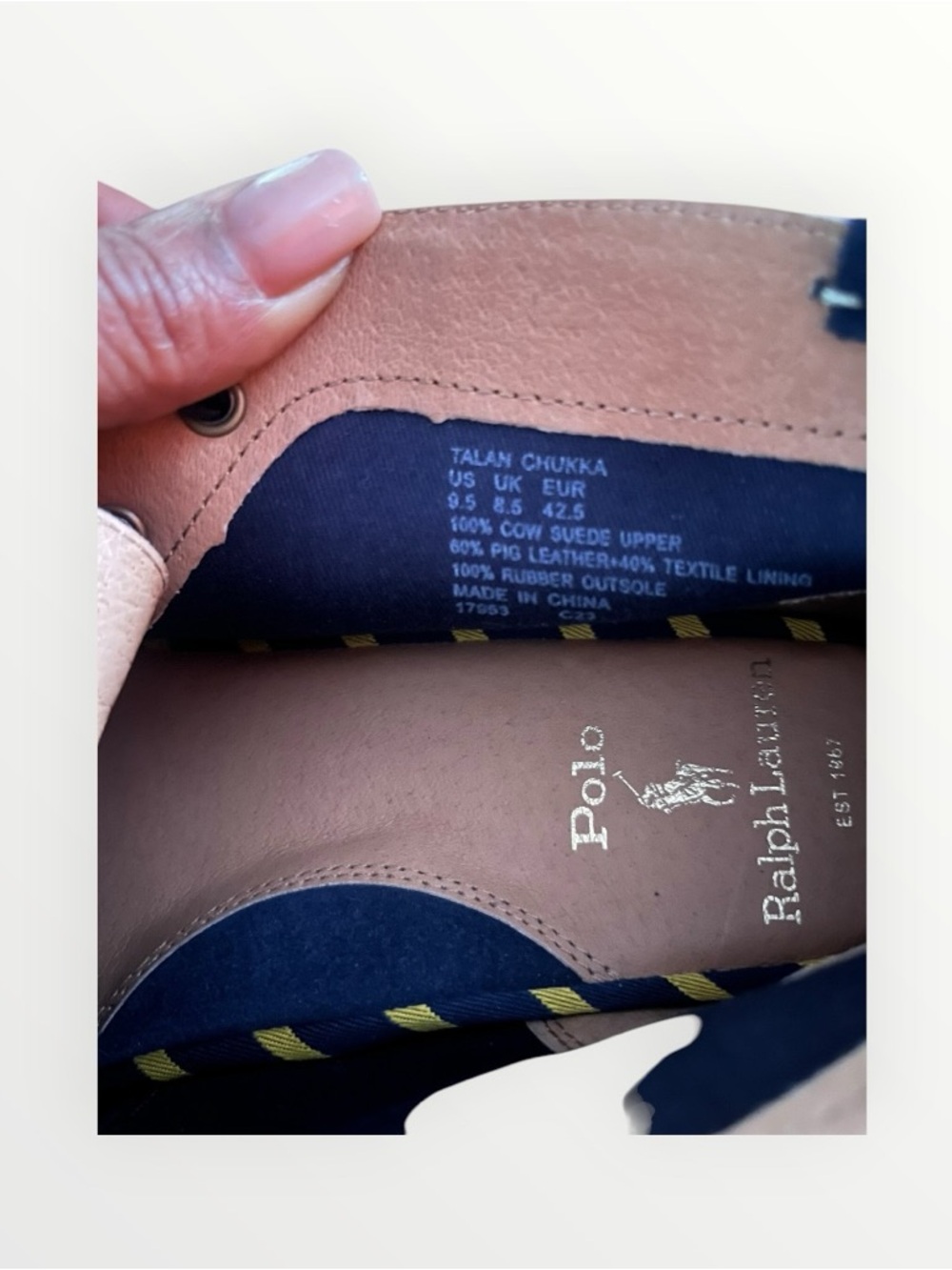 Polo by Ralph Lauren Navy and Tan Leather Chukka - Picture 4 of 7